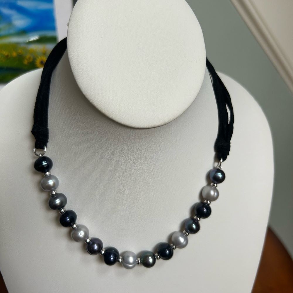 Honora Black and Silver Pearl Necklace